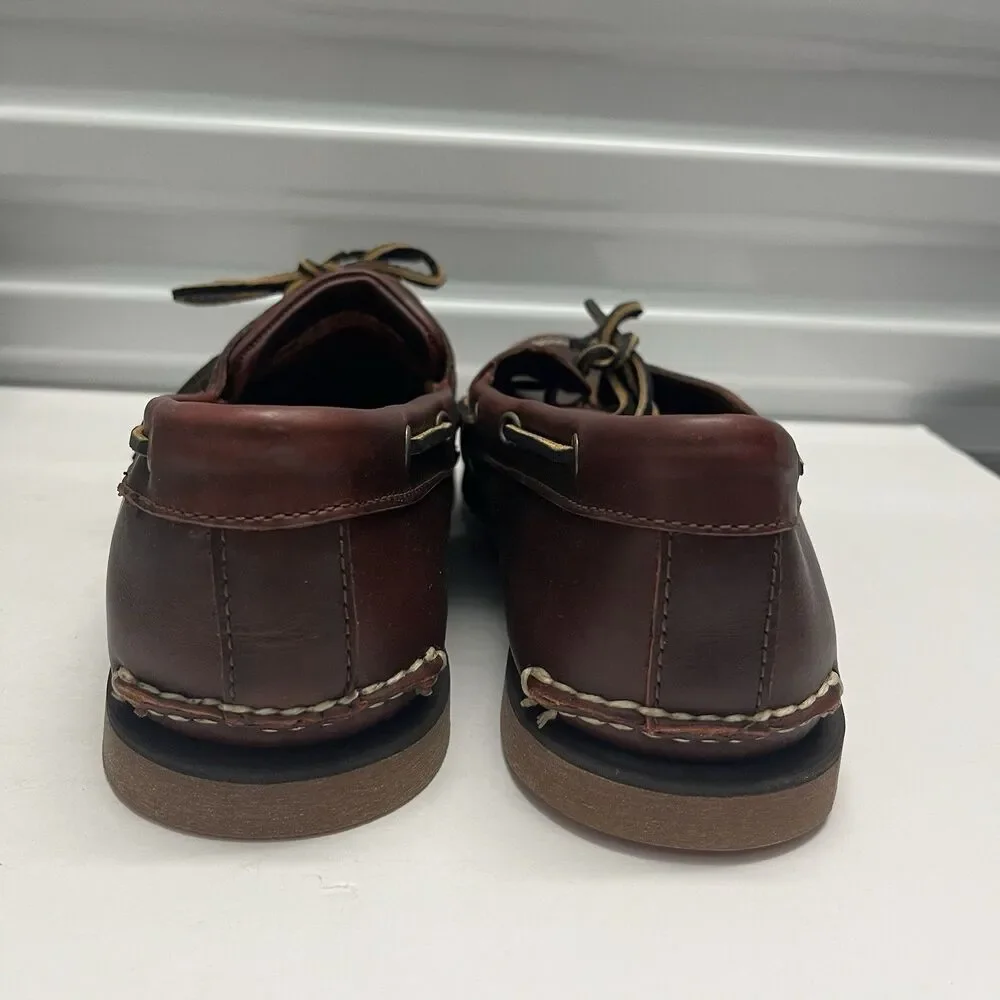 TIMBERLAND MENS CLASSIC 2 EYE ROOT BEER SHOE BROWN FULL GRAIN BOAT SHOE SZ 14
